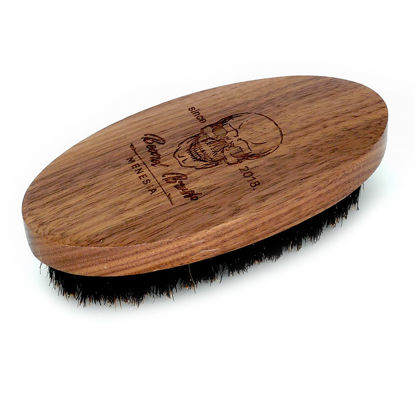 Picture of Menesia Black Walnut Wood Boar Bristle Hair Beard Brush for Men, Pocket Travel Men's Wooden Small Soft Beard Brush (Black Walnut)