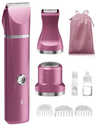 Picture of unibono 3-in-1 Electric Razor for Women - Waterproof Women Bikini Trimmer,Rechargeable Electric Shaver for Women,Pubic Hair Trimmer Women,Personal Trimmer Groomer for Body Hair (Rose Red, RR-1)