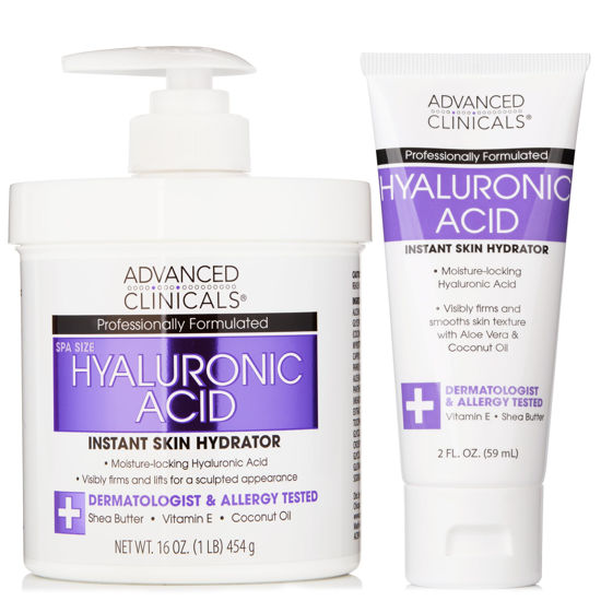Picture of Advanced Clinicals Hyaluronic Acid Body Lotion & Face Moisturizer W/Shea Butter + Coconut Oil | Hydrating Dry Skin Firming Body Cream For Wrinkles, Stretch Marks, & Crepey Skin, W/Travel Size