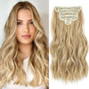 Picture of Fliace Clip in Hair Extensions, 6 PCS Natural & Soft Hair & Blends Well Hair Extensions, Honey golden brown&Blonde Long Wavy Hairpieces(20inch, 6pcs,Honey golden brown&Blonde)