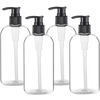 Picture of Empty Plastic Pump Bottles Dispenser 4 Pack 16oz/500ml Portable Clear BPA-Free Cylinder Shampoo Lotion Hand Pump Bottle Durable Refillable Containers for Massage Oil, Liquid Soap