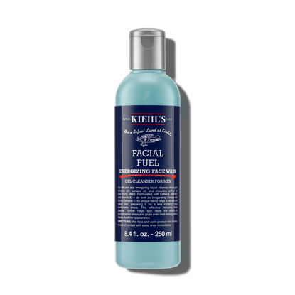 Picture of Kiehl's Facial Fuel Face Wash, Refreshing + Invigorating Men's Gel Cleanser, with Caffeine, Vitamin E and Menthol, Non-Drying Formula Moisturizes Skin, Great for Clogged Pores - 8.4 fl oz