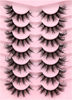 Picture of Veleasha Mink Lashes Spiky Cat Eye Lashes Dramatic Eyelashes Fluffy 7 Pairs Manga Lashes 16-26mm Wet Long False Eyelashes 3D Lashes Look Like Eyelash Extensions (C+ Curl - Pretty)