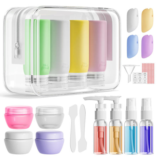 Picture of Muslish 21 Pack Leak Proof Silicone Travel Bottles Set, TSA Approved Containers for Toiletries, Travel Size Accessories and Shampoo Conditioner Bottles with Toiletry Bag (BPA Free)