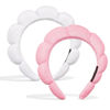 Picture of Ayesha Hairband, 2pcs Spa Headband for Women - Bubble Skincare Headband for Washing Face, Sponge Soft Hairband Skincare Makeup Headbands for Women Girls Shower, Pink & White