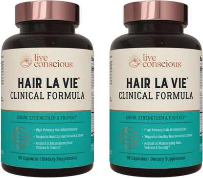 Picture of Hair La Vie Live Conscious Clinical Formula Hair Vitamins Capsule with Biotin and Saw Palmetto - Healthy Hair and Whole-Body Wellness (2-Pack)