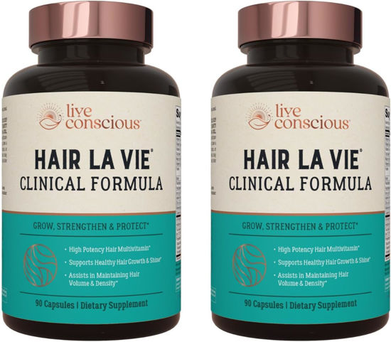 Picture of Hair La Vie Live Conscious Clinical Formula Hair Vitamins Capsule with Biotin and Saw Palmetto - Healthy Hair and Whole-Body Wellness (2-Pack)