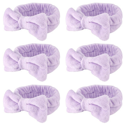 Picture of WHAVEL 6 Pack Purple Spa Microfiber Bow Headbands for Washing Face, Skincare Headbands, Facial Headband Set, Soft Fluffy Headband, Women Hair Accessories, Party Supplies, Type 15