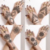 Picture of Vintage India Sexy Hands Temporary Tattoos For Women Finger Girls Adults, 4 Sheets Bohemia Lace Black Lotus Mandala Flower Fake Jewels Tattoo Sticker Kits Stencils, Party Favor Supplies Decoration