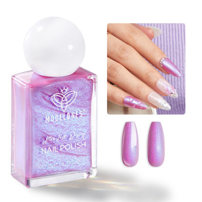 Picture of modelones Pearl Purple Nail Polish, Mermaid Iridescent Shimmer Purple 15 ml Quick Dry Nail Lacquer Strengthener Long Last Shine Fingernail Toe Nail Art DIY Home Manicure Gift for Women Girls 0.5 Fl Oz