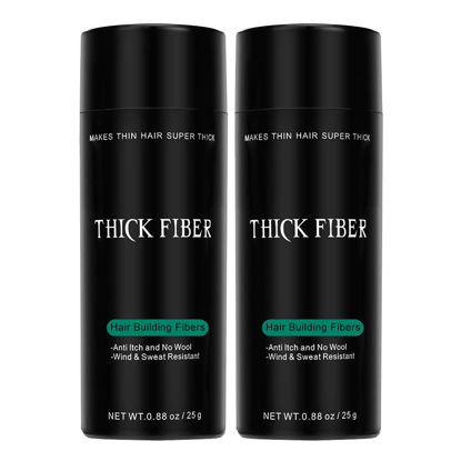 Picture of THICK FIBER Hair Building Fibers for Bald Spots & Thinning Hair (GRAY, Pack of 2) - 25g Bottle - Conceals Hair Loss in Seconds - Hair Fibers for Men & Women