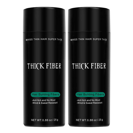 Picture of THICK FIBER Hair Building Fibers for Bald Spots & Thinning Hair (GRAY, Pack of 2) - 25g Bottle - Conceals Hair Loss in Seconds - Hair Fibers for Men & Women