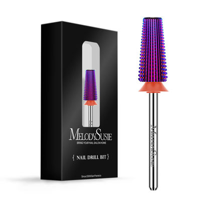 Picture of MelodySusie Professional 5 in 1 Nail Drill Bits, 3/32'' Carbide Tungsten Multi-function Bits, Suitable for Manicure Pedicure Cuticle Gel Polishing, Technicians Bits, Purple, Series Bit-M, Fine