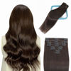 Picture of LORIEN Clip in Hair Extensions Real Human Hair, 20 Inch 105g, 2 Darkest Brown, Clip in 100% Brazilian Remy Human Hair Extensions 8pcs Per Set with 18 Clips Double Weft