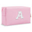 Picture of Personalized Birthday Gifts Initial Letter Makeup Bag for Women,Pearl Rhinestone Patch Cosmetic Bag Toiletry Bag,Pink Cute Preppy Pencil Pouch,Monogram Christmas Gift for Teen Girls Mom Friend Wife,A