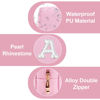 Picture of Personalized Birthday Gifts Initial Letter Makeup Bag for Women,Pearl Rhinestone Patch Cosmetic Bag Toiletry Bag,Pink Cute Preppy Pencil Pouch,Monogram Christmas Gift for Teen Girls Mom Friend Wife,A