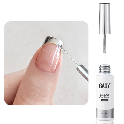 Picture of GAOY Chrome Silver Gel Nail Polish Art Liner, 8ml 3D Mirror Chrome Effect Colors for Nail Paint Design with Thin Brush DIY French Manicure and Pedicure at Home