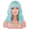 Picture of BERON 14 Inches Mint Green Wig Short Curly Wig with Bangs Green Wig Women Girl's Charming Wig Mint Green Wig Synthetic Wig with Wig Cap