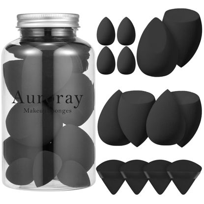 Picture of 14 Pcs Makeup Sponge Set, Beauty Sponges Blender with 4 Pcs Powder Puff and 4 Pcs Mini Make up Sponges for Liquid,Foundation,Powder,Concealer,Cream (Black)
