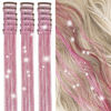 Picture of ZYXQZYX Hair Tinsel Kit Pack of 18 Pcs Hair Tinsel Clip in 19.6Inch Glitter Tinsel Hair Extensions Heat Resistant Clip in Hair Tinsel Sparkle Fairy Hair Accessories for Kids Girls Women (Pink)