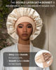 Picture of Satin Bonnet for Women Silk Bonnets for Sleeping Curly Hair Bonnet with Elastic Tie Band Reversible Double Layer Sleep Cap Hair Wrap (Brown + Champagne)