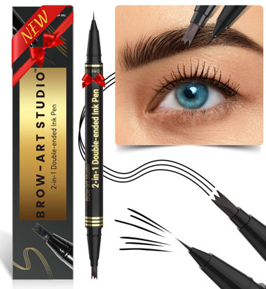 Picture of iMethod Microblading Eyebrow Pencil - Brow Pencil 2-in-1 Dual-Ended Eyebrow Pen with 3-Prong Micro-Fork-Tip Applicator & Precise Brush-Tip Creates Natural-Looking Brows, Stay on All Day, Black