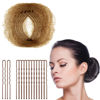 Picture of Zonon Bun Hair Nets Invisible Elastic Edge Mesh and U Shaped Pins Set, 50Pcs Individual Package Invisible Hair Nets, 40Pcs U Shaped Pins for Ballet Bun, Sleeping, Women and Wig (Light Brown)