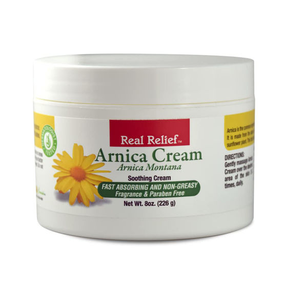 Picture of Real Relief Arnica Cream Natural, Soothing, Non-Greasy & Unscented Cream for Pain Relief, 8 oz (Pack of 1)