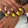 Picture of KQueenest Neon Yellow Press on Nails Short Oval,Pure Color Round Vibrant Acrylic Nails,Short Almond Fake Nails Press ons for Women,Natural Glue Nails Manicure in 24 PCS
