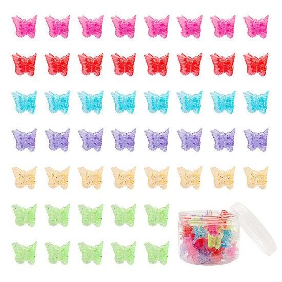 Picture of 50 Packs Assorted Color Butterfly Hair Clips, Beautiful Mini Butterfly Hair Clips Hair Accessories for Women and Girls (Transparent Pure Color)