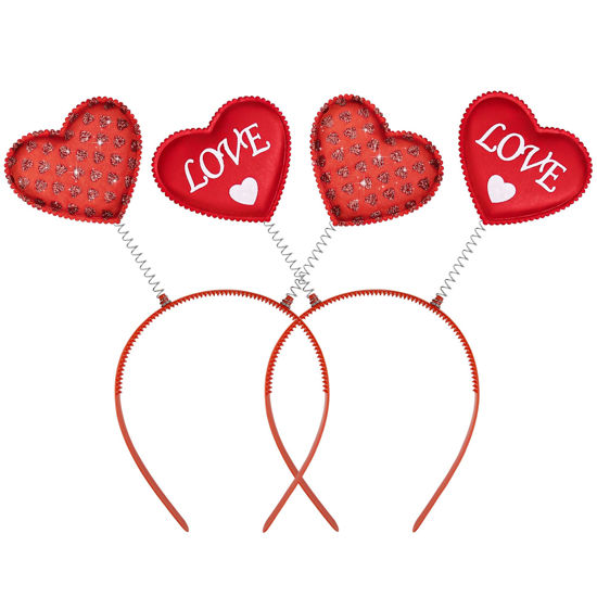 Picture of MDDRUIQI Valentines Headband - 2 Pack Heart Headband | Valentines Day Accessories | Heart Head Boppers for Girls Women - Valentines Day Decorations | Valentines Day Gifts Party Favors Outfit