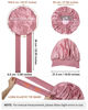 Picture of Satin Bonnet for Women Silk Bonnets for Sleeping Curly Hair Bonnet with Elastic Tie Band Reversible Double Layer Sleep Cap Hair Wrap (Bean Paste + Pink)
