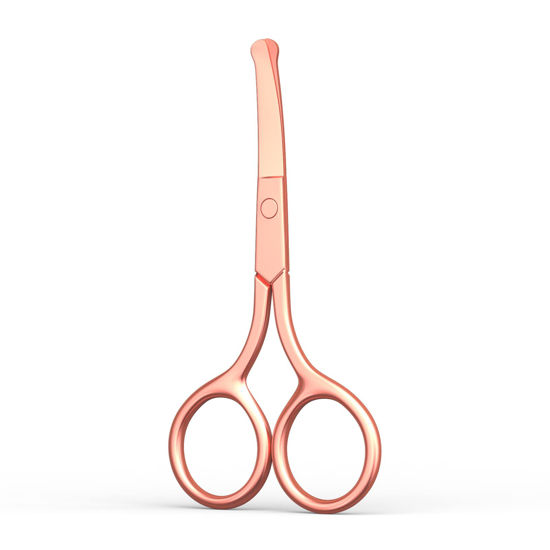 Picture of Small Scissors, Eyebrow Scissors, Nose Hair Scissors Round Tip Design, Will Not Hurt the Nasal Cavity. Nail Scissors for Hair, Eyelashes, Nose, Eyebrow Trimming, Mustache. Gold- AsonTao