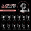 Picture of Buqikma Nail Tips Short Oval - 600PCS French Tips Round Shape Half Cover False Acrylic Nails Artificial Tips for DIY & Salon (with Handle - Clear)