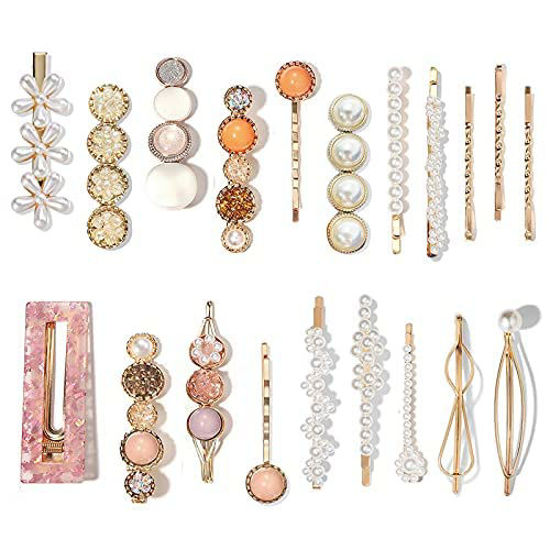 Picture of Mehayi 20 PCS Pearls Hair Clips Fashion Korean Style Acrylic ResinHairpins / Barrettes for Women and Ladies Girls Headwear Styling Tools Hair Accessories Bobby Pins