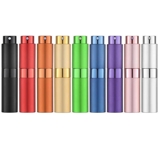 Picture of LISAPACK Atomizer Perfume 8ML Spray Bottle for Travel (9PCS), Empty Refillable Cologne Dispenser, Portable Sprayer for Men and Women (Multi-colored)