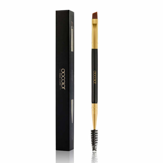 Picture of Docolor Duo Eyebrow Brush,Professional Angled Eye Brow Brush and Spoolie Brush Perfect for Lining and Shaping Brows, Spoolie for Brows or Lashes Black
