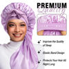 Picture of 2Pcs Bonnets for Black Women Braid Bonnet, Large Long Satin Bonnet for Braids, Silk Bonnet with Stretchy Tie Band Sleep Cap Hair (2Pcs-Black&Purple)
