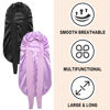 Picture of 2Pcs Bonnets for Black Women Braid Bonnet, Large Long Satin Bonnet for Braids, Silk Bonnet with Stretchy Tie Band Sleep Cap Hair (2Pcs-Black&Purple)
