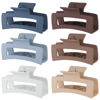 Picture of Sisiaipu Hair Clip, 3.5 Inch Medium Hair Claw Clips 6 Pack for Women - Brown, Blue, Beige, White, Square, Rectangle, Banana, Jaw Styles