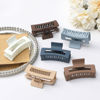 Picture of Sisiaipu Hair Clip, 3.5 Inch Medium Hair Claw Clips 6 Pack for Women - Brown, Blue, Beige, White, Square, Rectangle, Banana, Jaw Styles