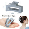 Picture of Sisiaipu Hair Clip, 3.5 Inch Medium Hair Claw Clips 6 Pack for Women - Brown, Blue, Beige, White, Square, Rectangle, Banana, Jaw Styles