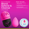 Picture of Beautyblender® | Original Pink Beauty Blender + Blender Defender Case + Solid Blendercleanser® Complete 3-Piece Bundle, Beauty Blender for Blending Foundations, Travel Case & Unscented Cleanser, 1oz
