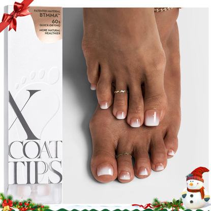 Picture of btartboxnails XCOATTIPS Toe Nail Tips - Ombre Short Press On Toenails for Women, 160 Pcs 16 Sizes Brown White Soft Gel Toe Nail Press Ons, Soak Off Acrylic Fake Toe Nail Extensions
