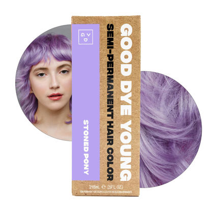 Picture of Good Dye Young Semi-Permanent Hair Color, Vegan and Cruelty-Free Purple Hair Dye, Last up to 24 Washes, Non-Damaging Conditioning Hair Color (5FL OZ, Stoned Pony)