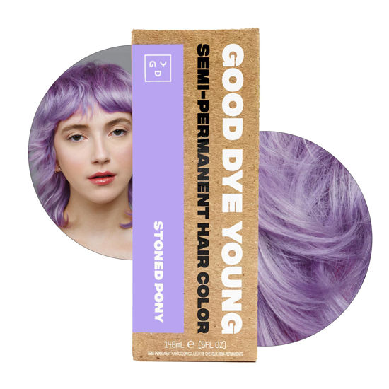 Picture of Good Dye Young Semi-Permanent Hair Color, Vegan and Cruelty-Free Purple Hair Dye, Last up to 24 Washes, Non-Damaging Conditioning Hair Color (5FL OZ, Stoned Pony)