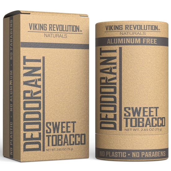 Picture of Viking Revolution Sweet Tobacco Deodorant for Men - Deodorant Men Aluminum Free with Shea Butter, Tapioca Starch - Mens Deodorant Stain- Free and Baking Soda-Free - Natural Deodorant for Men (2.65oz)
