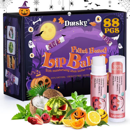 Picture of Dmsky Halloween Lip Balm,10 Flavors Natural Lip Balm in Bulk, Moisturizing Lip Balm Stocking Dry Lips, Men Women Kids Party Gifts, Lip Care Set 88 count （4.2g/0.15 Oz)