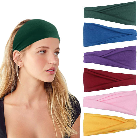 Picture of IVARYSS Headbands for Women, Non-Slip, Premium Stretchy Head Bands Hair Accessories,Wear for Yoga, Fashion, Working Out, Travel or Running, 6 Pack, Cute Multi