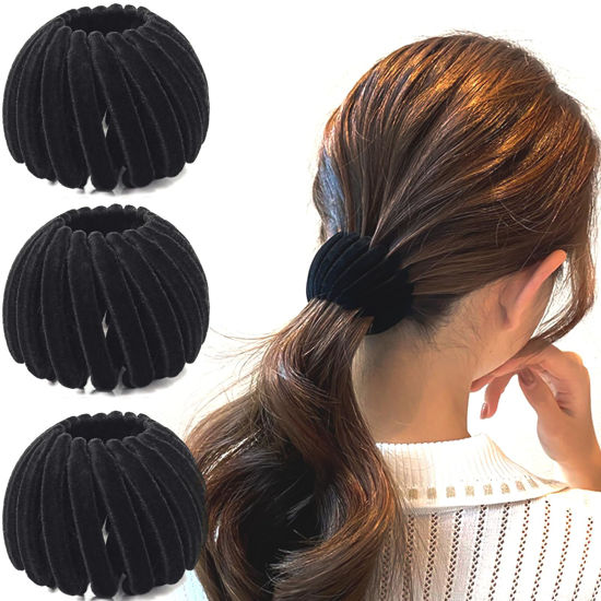 Picture of Sizobi Birds Nest Magic Hair Clip, Hair Ties Hair Clips For Women, Hair Scrunchies Hair Accessories for Women, Black 3PCS